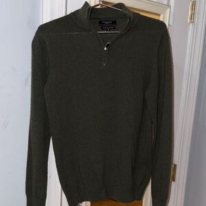 Men's Olive 1/4 Zip cashmere Sweater
